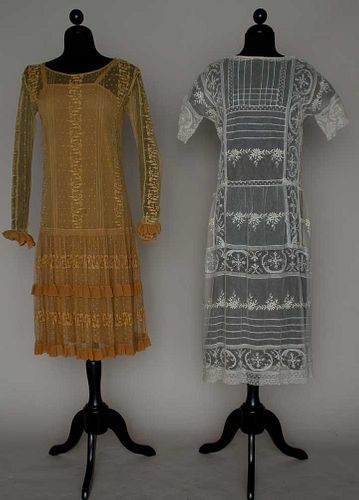 TWO LACE TEA DRESSES, MID 1920s