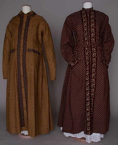 TWO BROWN MATERNITY WRAPPERS, c. 1850