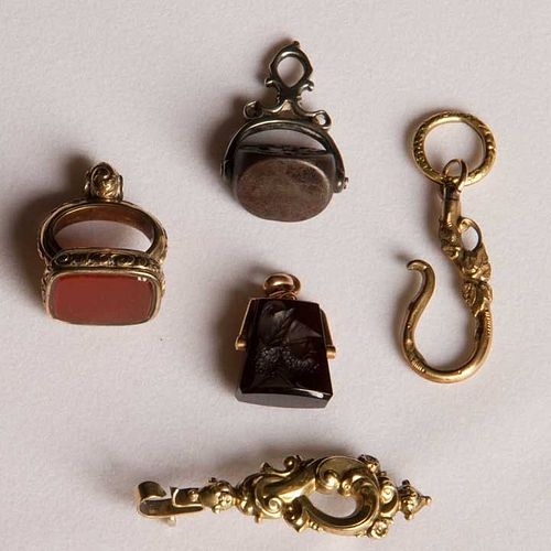 FOUR WATCH FOBS, 19TH C
