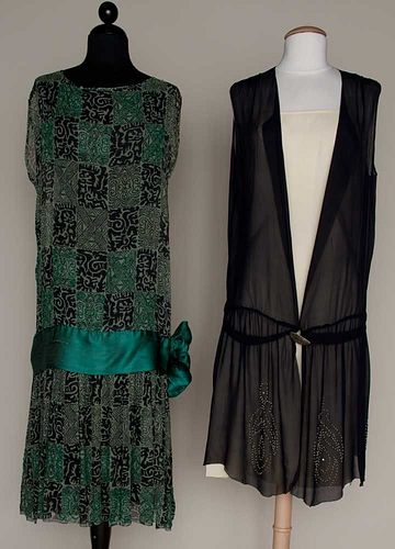TWO BEADED EVENING GARMENTS, LATE 1920s
