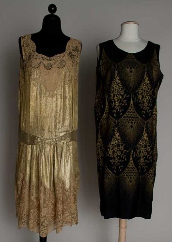TWO LAME PARTY DRESSES, MID 1920s