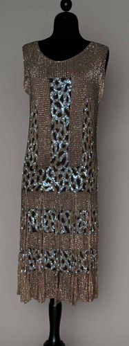 PINK BEAD & SEQUIN COVERED DRESS, c. 1926