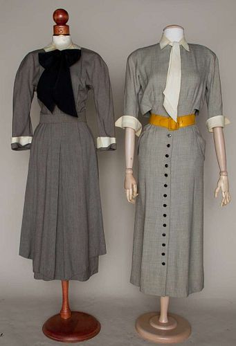TWO PARIS COUTURE DAY DRESSES, 1947-1949