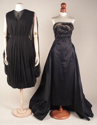 TWO BLACK PARTY DRESSES, 1957 & 1962