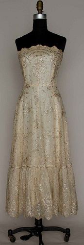 STRAPLESS LACE EVENING GOWN, 1960s