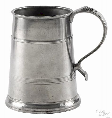 Boston pewter mug, ca. 1750, attributed to Robert Bonnynge (Bonynge or Bonning), 6 1/4'' h.