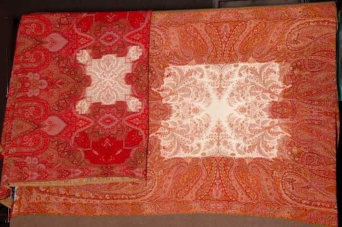 TWO WOVEN PAISLEY SHAWLS, 19TH C