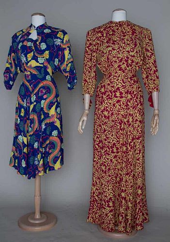 TWO PRINT DRESSES, 1930-1940