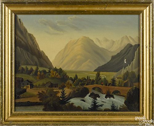 Hudson River oil on canvas landscape, ca. 1860, 14'' x 18''.