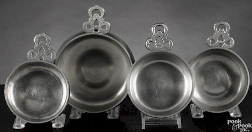 Four New England pewter porringers, early 19th c., possibly Richard Lee, Springfield, Vermont