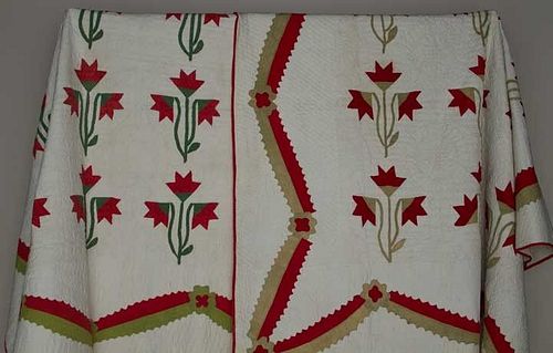 TWO CAROLINA LILY QUILTS, LATE 19TH-EARLY 20TH C