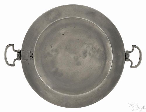 New York pewter warming dish, ca. 1775, bearing the touch of Henry Will, 9 1/2'' dia.