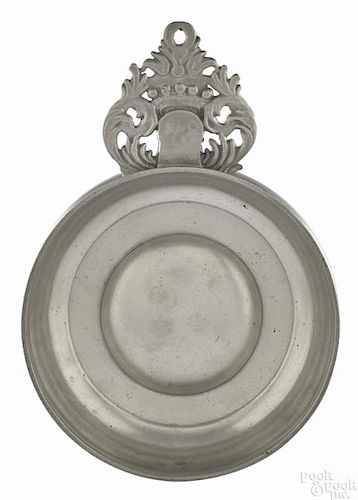 Norwich, Connecticut pewter porringer, ca. 1800, bearing the touch of Samuel Danforth, 5 3/8'' dia.