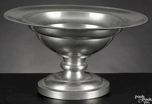 Beverly, Massachusetts pewter baptismal bowl, ca. 1830, bearing the touch of Oliver Trask, 6'' h.