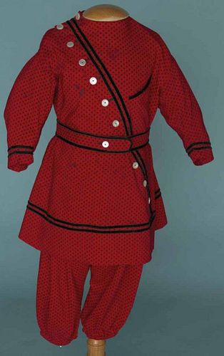 BOY'S PRINTED RED DRESS, 1860s