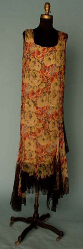 CHIFFON PRINT & LACE PARTY DRESS, 1928-1930
