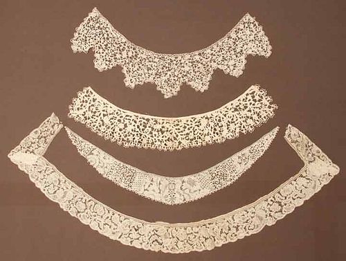 FOUR NARROW LACE COLLARS, 18TH C