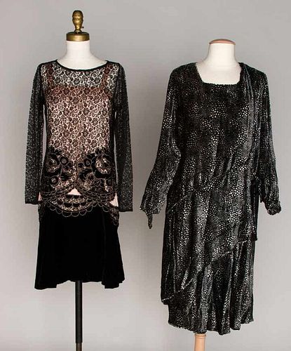 TWO VELVET DRESSES, 1920s