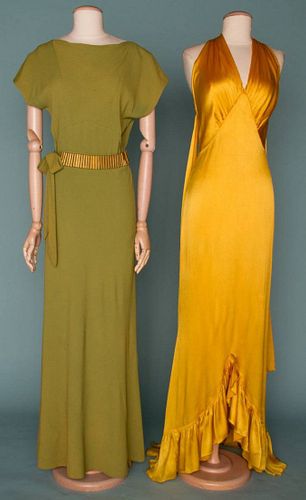 TWO SILK EVENING GOWNS, 1930-1940s