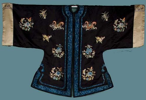 EMBROIDERED BLACK ROBE, CHINA, 19TH C