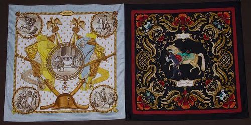 TWO HERMES SILK SCARVES, 20TH C