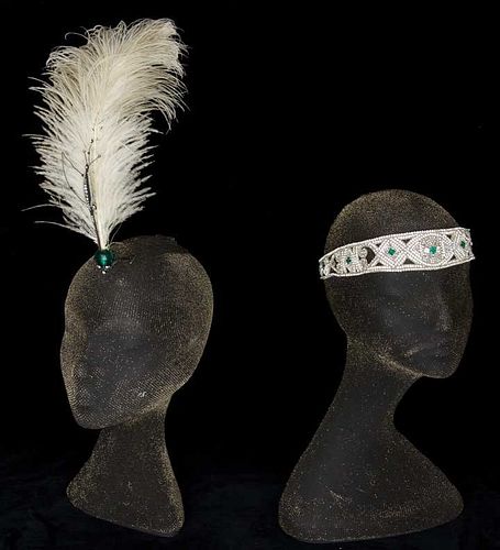 TWO JEWELED HEAD PIECES, 1900 & 1920