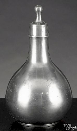 Hartford, Connecticut pewter bottle, ca. 1840, attributed to Thomas Boardman, 6 1/2'' h.