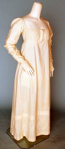 EMBROIDERED WHITE DAY DRESS, 1800-1815