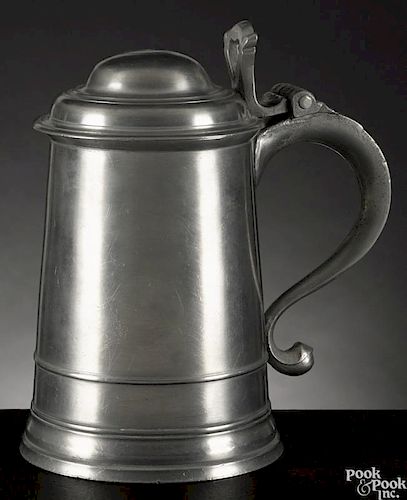 Philadelphia pewter tankard, ca. 1780, bearing the touch of William Will, 7 1/2'' h.