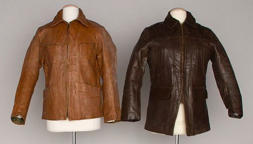 TWO MEN'S LEATHER JACKETS, 1940-1950s
