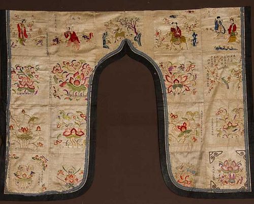 FIGURAL EMBROIDERED DOOR SURROUND, CHINA, 19TH C