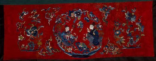 EMBROIDERED VALANCE, CHINA, LATE 19TH C