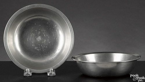 Two Hartford, Connecticut pewter basins, ca. 1805, bearing the touch of Samuel Danforth, 1 3/4'' h.