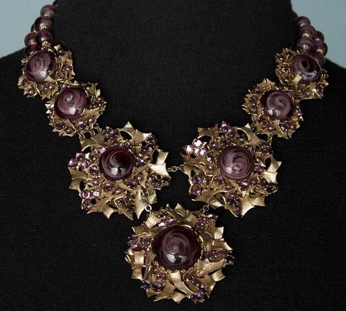 HASKELL PURPLE JEWELED NECKLACE, 1940-1950s