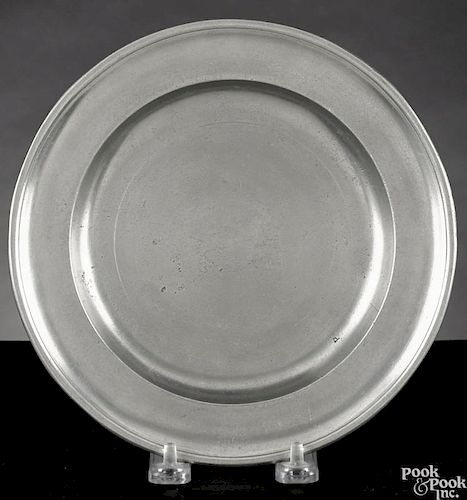 Middletown, Connecticut pewter plate, ca. 1775, bearing the touch of Jacob Whitmore, 8'' dia.