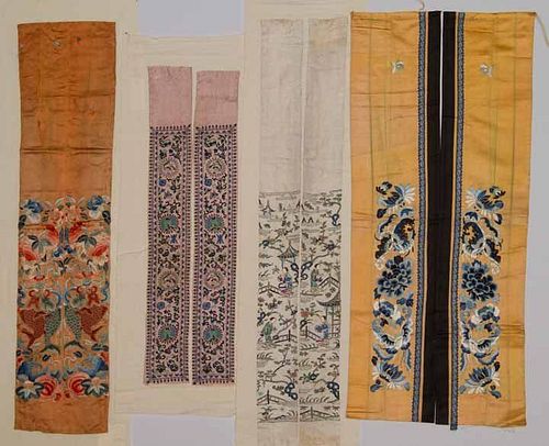 FOUR PAIR SLEEVE BANDS, CHINA, 19TH C