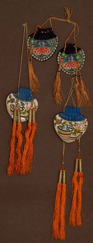 FOUR AROMATIC PLANT BAGS, CHINA, 19TH C