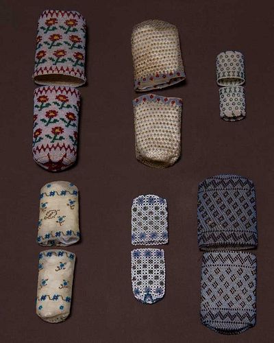 SIX BEADED CONTAINERS, MEXICO, 1850-1890