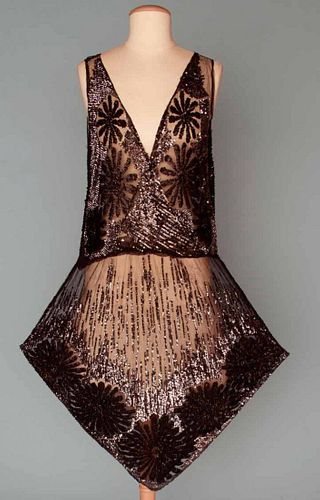 SEQUIN & BEADED FLAPPER DRESS, 1920s