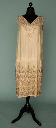 GOLD & SILVER BEADED DRESS, MID 1920s