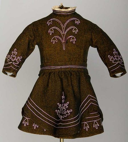 TODDLER'S WOOL BUSTLE DRESS, LATE 1860s