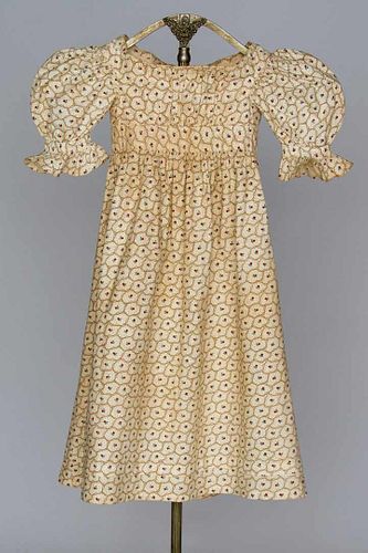 CHILD'S COTTON CALICO DRESS, 1820s