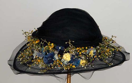BLACK HORSEHAIR HAT, c. 1920