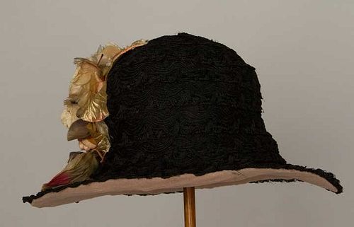 BLACK STRAW LACE HAT, 1920s