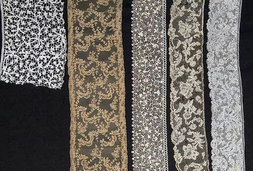 FOUR FINE NEEDLE LACE SAMPLES, 18TH C