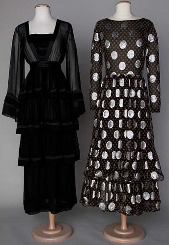 TWO DESIGNER CHIFFON DRESSES, 1970-1980