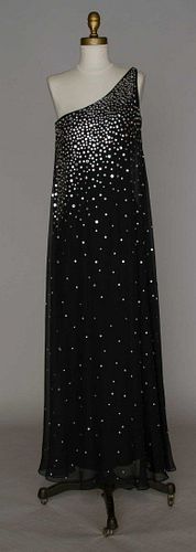 JEWELED SILK EVENING GOWN, LATE 20TH C