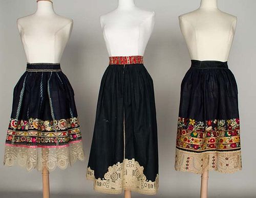 THREE EMBROIDERED APRONS, SLOVAKIA, 19TH C