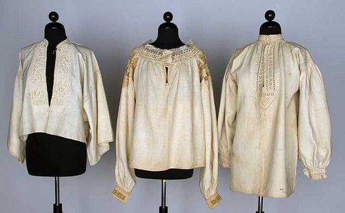 THREE EMBROIDERED REGIONAL BLOUSES, SPAIN, 19TH C