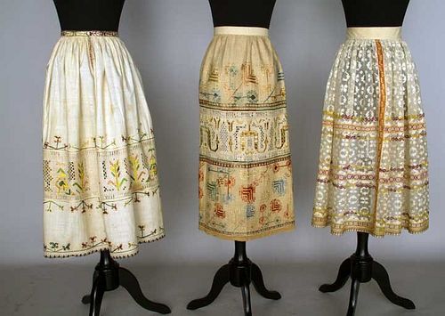 THREE EMBROIDERED APRONS, SLOVAKIA, 19TH C